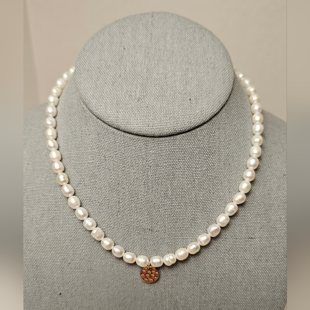 Aerie Feminine Faux Pearl Necklace with Gold Accent